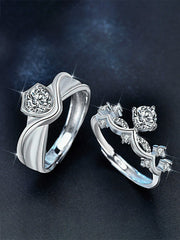 Princess and Knight Couple Rings S925 Material Adjustable Opening