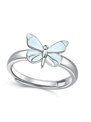 Night-Glow Butterfly Charm Necklace Blue Fantasy Glowing Butterfly Necklace&Ring&Bracelet Set