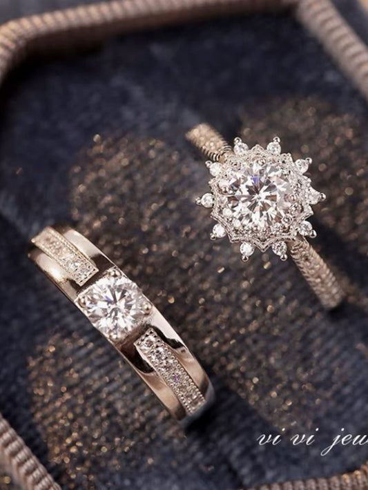 Three Lifetimes Bond Luxurious Couple Rings Adjustable Opening