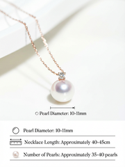 “Princess Diana Inspired” Edison Pearl Pendant Sterling Silver Jewelry with Small Square Diamonds(10mm-11mm)