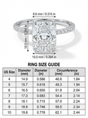 Sterling Silver Engagement Ring' with 7x10mm Large Rectangular Cubic Zirconia & Ice Flower Cut Design
