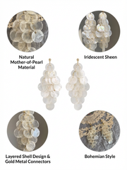 White Shell Round Slice Tassel Earrings Fairy Design Beach Holiday Women Earrings