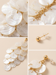 White Shell Round Slice Tassel Earrings Fairy Design Beach Holiday Women Earrings
