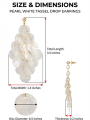 White Shell Round Slice Tassel Earrings Fairy Design Beach Holiday Women Earrings
