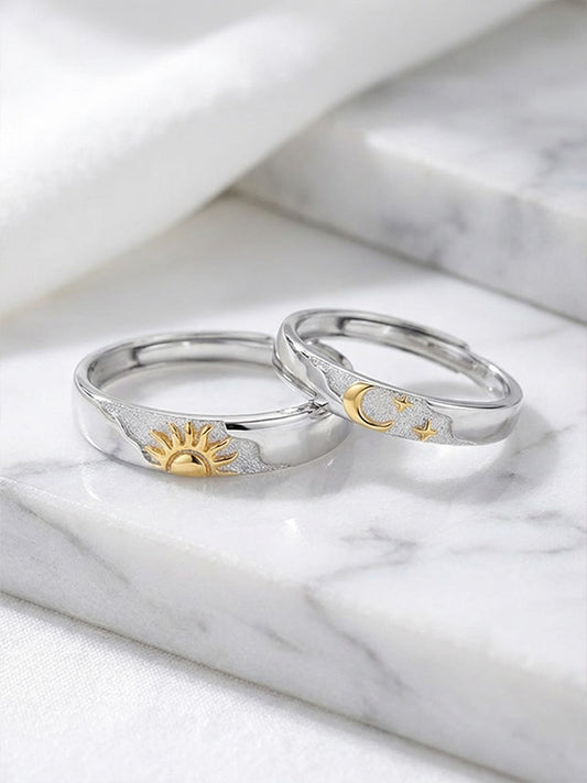"Sun & Moon Diamond Couple Rings'" — Two Halves, One Love