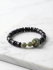 "Four Harmony" Bamboo-Style Incense Bead Bracelet | Agarwood & Sandalwood Calming Aromatherapy