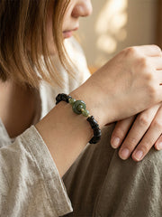 "Four Harmony" Bamboo-Style Incense Bead Bracelet | Agarwood & Sandalwood Calming Aromatherapy