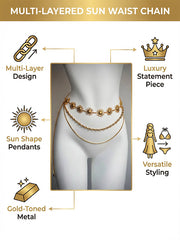 Sun Goddess Waist Chain Retro Gold Vacation Style Belt Waist Cover with Skirt Accessories New Style