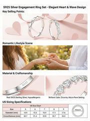 Moment of Heartbeat Perfect Couple Rings S925 Silver Adjustable Opening