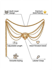 Hades Heart Waist Chain Gold Chain Belt Small Fragrant Style Metal Dress Annual Meeting Accessories Waist Cover