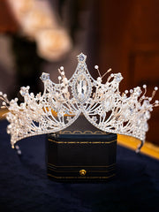 Party Crystal Headpiece - Snowflake Prong-Set Tiara with Velvet Pouch 8#