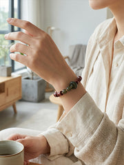 "Huarui Furen" Bamboo-Style Rose Incense Bead Bracelet | Agarwood & Sandalwood Calming Aromatherapy Jewelry