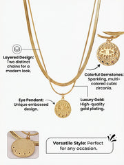 Evil Eye Double Snake Chain Choker Necklace for Women - Modern Luxury Layered Collarbone Accessory