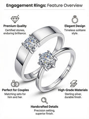 Beloved Selection: Shining Couple Rings‘ Witnessing Unwavering Love Size Adjustable S925