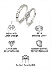Star - Crossed Love Words: Creative Couple Rings' Telling a Star Love Story S925 Size Adjustable