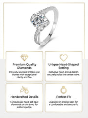 Sterling Silver 3D Heart Engagement Ring' with Angel Kiss Design & Adjustable Open Band