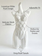 Round Dance Pearl Skirt Body Chain Pearl Chain Metal Vest Stage Dance Birthday Dress