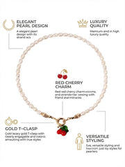 “Cherry Love” Natural Pearl Necklace Summer Ins Niche Clavicle Chain