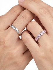 Moment of Heartbeat Perfect Couple Rings S925 Silver Adjustable Opening