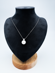 “Princess Diana Inspired” Edison Pearl Pendant Sterling Silver Jewelry with Small Square Diamonds(10mm-11mm)