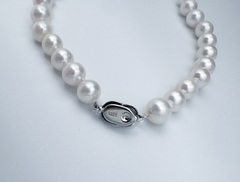 قلادة من اللؤلؤ المستزرع في المياه العذبة من سلسلة أورورا باللون الأبيض النقي من الدرجة AAA (8 مم - 9 مم)