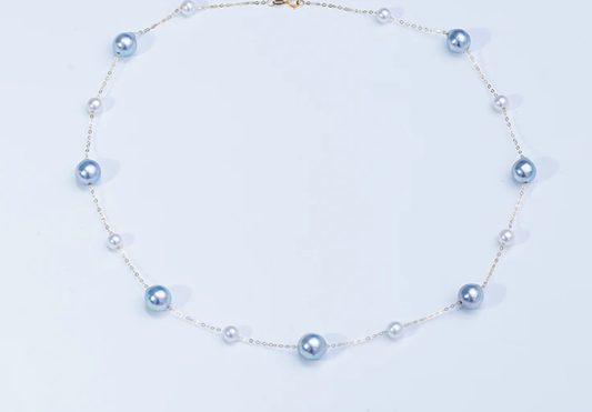 Kalung Mutiara Budidaya Air Laut “Starry Sky” Impor dari Jepang Seri Akoya Maha 6-7mm