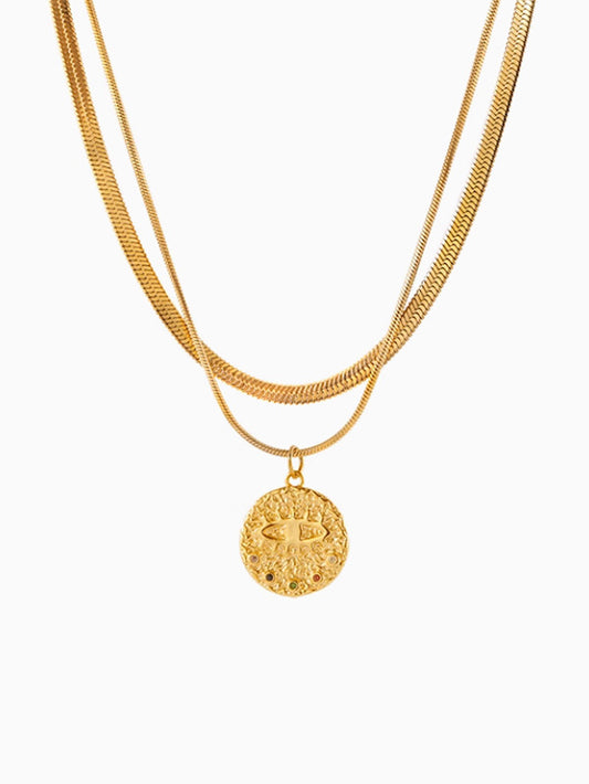 Evil Eye Double Snake Chain Choker Necklace for Women - Modern Luxury Layered Collarbone Accessory