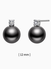 Diana-Style Shell Pearl S925 Silver Stud Earrings Elegant Premium Ear Accessories 12mm
