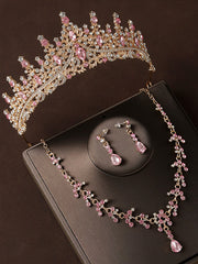 Fairy Set: Pink Crystal Galaxy Tiara, Necklace & Earrings  Perfect for Coming-of-Age Ceremonies & Romantic Gifts
