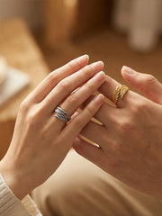 Angel's Wings Couple Rings S925 Silver Adjustable Opening