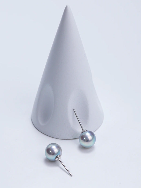 “Castle In The Sky”-Akoya Ginmame Type Earrings  Saltwater Cultured Pearls （6.5mm-7mm）