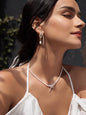 Kalung Mutiara Budidaya Air Tawar "Rose Ribbon Diamond Series" 3 - 4mm