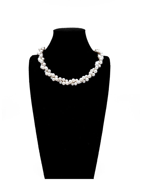 “Crown Jewelry” Freshwater Aquaculture "Seedless Pearl" Lengthened "Sweater Necklace"S925 Silver（8mm-9mm） Intertwined