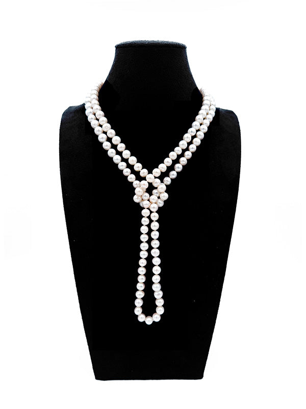 “Crown Jewelry” Freshwater Aquaculture Lengthened "Sweater Necklace"S925 Silver（8mm-9mm）