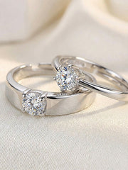 Beloved Selection: Shining Couple Rings‘ Witnessing Unwavering Love Size Adjustable S925