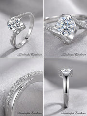 Sterling Silver 3D Heart Engagement Ring' with Angel Kiss Design & Adjustable Open Band