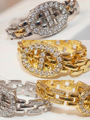 Trendy Pig Nose Ring‘ Diamond Ring Lock Adjustable Opening