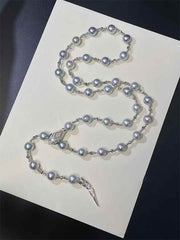 Kalung Mutiara Barok Air Tawar Budidaya Bentuk Ular Bahan Perak Sterling Edisi Terbatas 8 - 9mm
