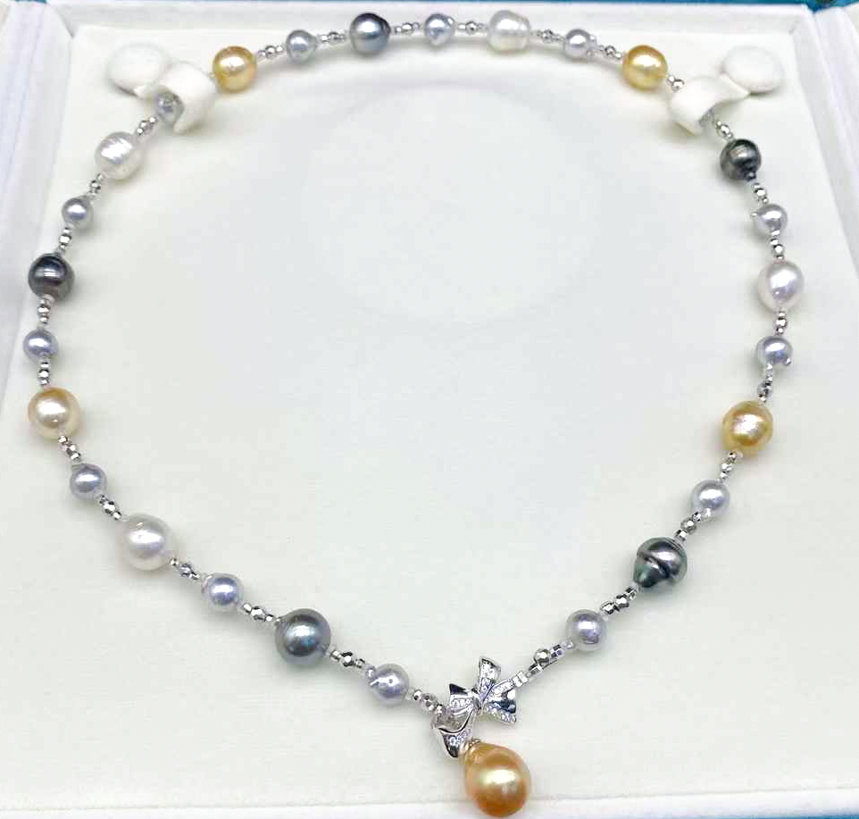 Seawater Cultured Pearl Necklace Multicolor Series Sterling Silver Material Limited Edition