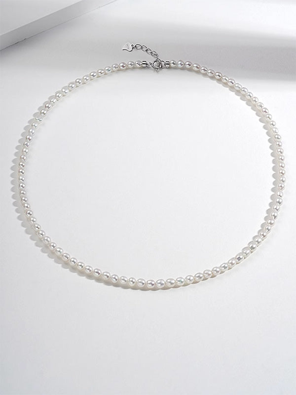 “Millet Beads”  Necklace Freshwater Cultured Pearls Aurora Series Perfectly Round and Flawless（4mm-5mm）