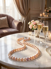Color Freshwater Pearl Necklace S925 Silver Candy Mixed Color Bead Chain Natural Pearl Clavicle Necklace Women 7-8mm