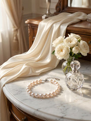 Freshwater Cultured Pearl Bracelet Casual Simple White Pearl Bracelet Fashionable Gift for Women 6-7mm