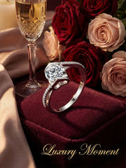 Sterling Silver 3D Heart Engagement Ring' with Angel Kiss Design & Adjustable Open Band