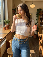 Sun Goddess Waist Chain Retro Gold Vacation Style Belt Waist Cover with Skirt Accessories New Style