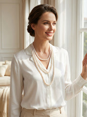 “Crown Jewelry” Freshwater Aquaculture "Seedless Pearl" Lengthened "Sweater Necklace"S925 Silver（8mm-9mm）Three