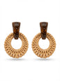 French Retro Rattan Woven Earrings Niche Elegant Bohemian Jewelry for Beach Vacation
