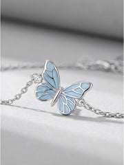 Night-Glow Butterfly Charm Necklace Blue Fantasy Glowing Butterfly Necklace&Ring&Bracelet Set