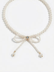 ‌Charming Pearl Adorned Necklace ‌Exquisite Pearl Lace-Up