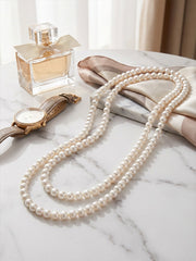 “Crown Jewelry” Freshwater Aquaculture "Seedless Pearl" Lengthened "Sweater Necklace"S925 Silver（8mm-9mm）Two