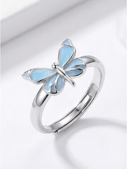Night-Glow Butterfly Charm Necklace Blue Fantasy Glowing Butterfly Necklace&Ring&Bracelet Set